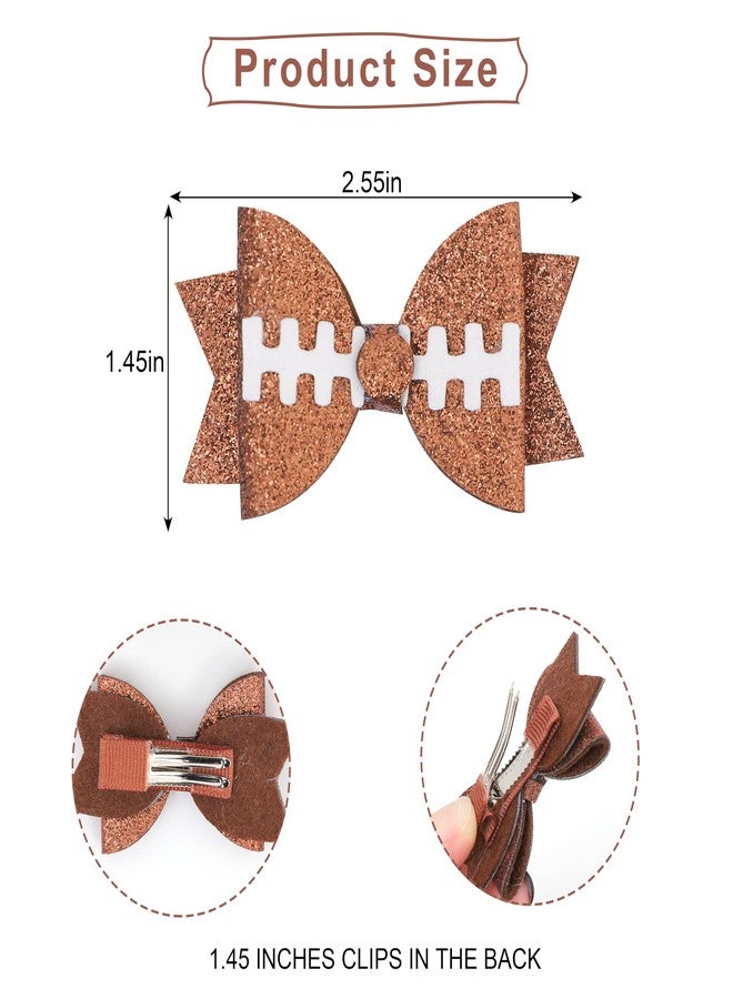 Jissoo 2 Pcs Football Bow Hair Clips - Sports Girls Hair Accessories, Glitter Football Girl Pigtail Bows, Hair Bow Photo Props, Sports Party Outfit Decoration - Image 2